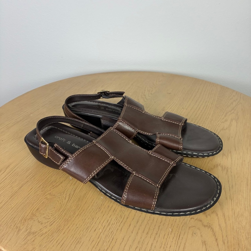 Croft & Barrow Leather Strappy Slingback Low Wedge Sandals Women's 9 90s Retro
